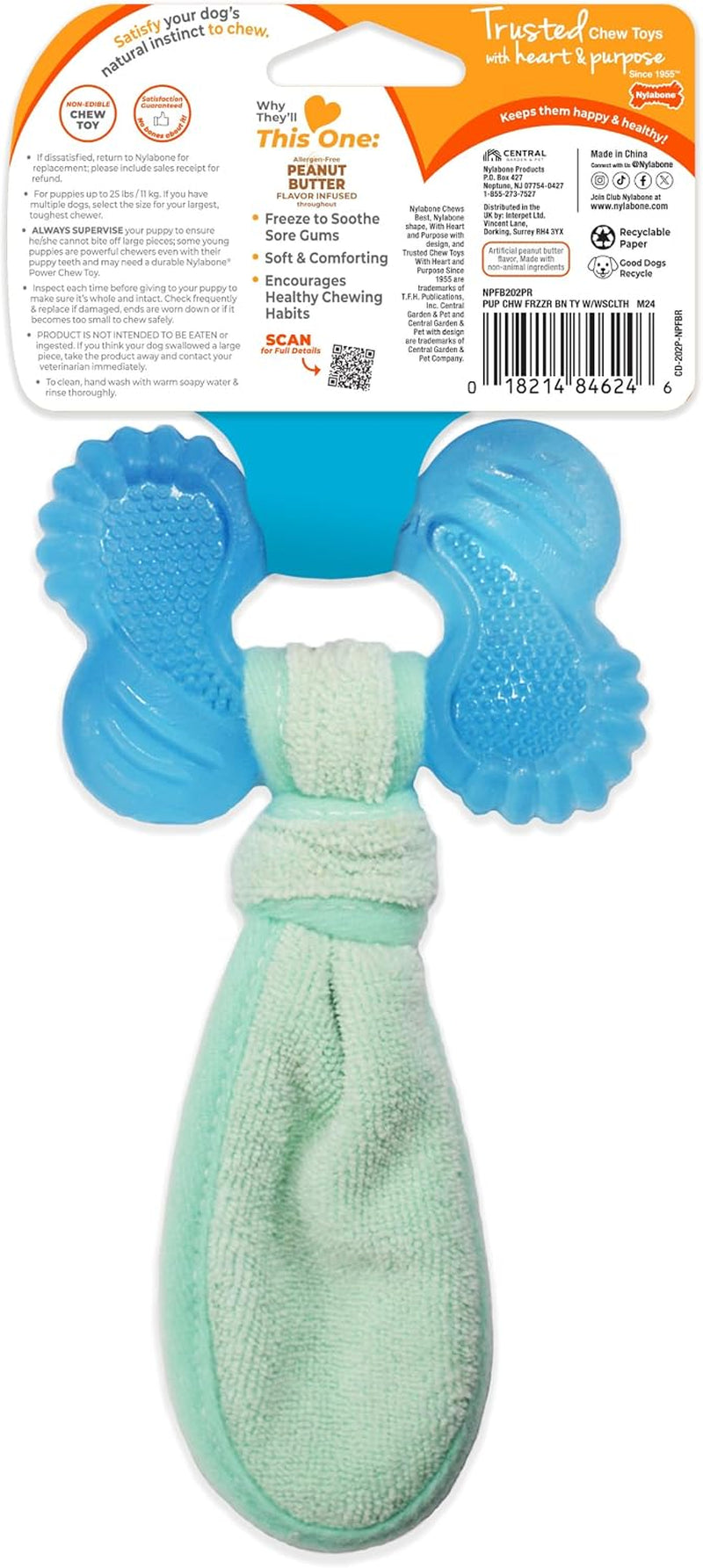 Nylabone Puppy Chew 2-In-1 Teething Freezer Bone Dog Chew Toy, Small