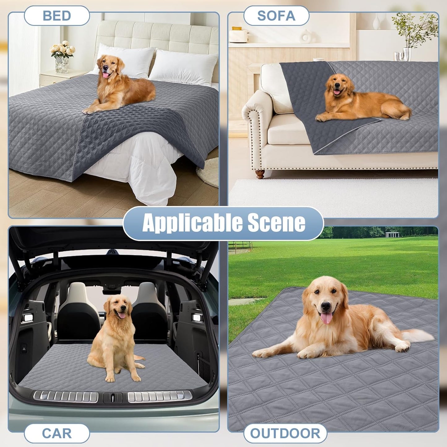 Smiry Waterproof Couch Covers for Dogs Washable, Reversible Pet Couch Covers for 3 Cushion Sofa Pet Friendly, Soft Sofa Furniture Protector for Dogs Cat Kids, Checkered (30"X70", Grey/Dark Grey)