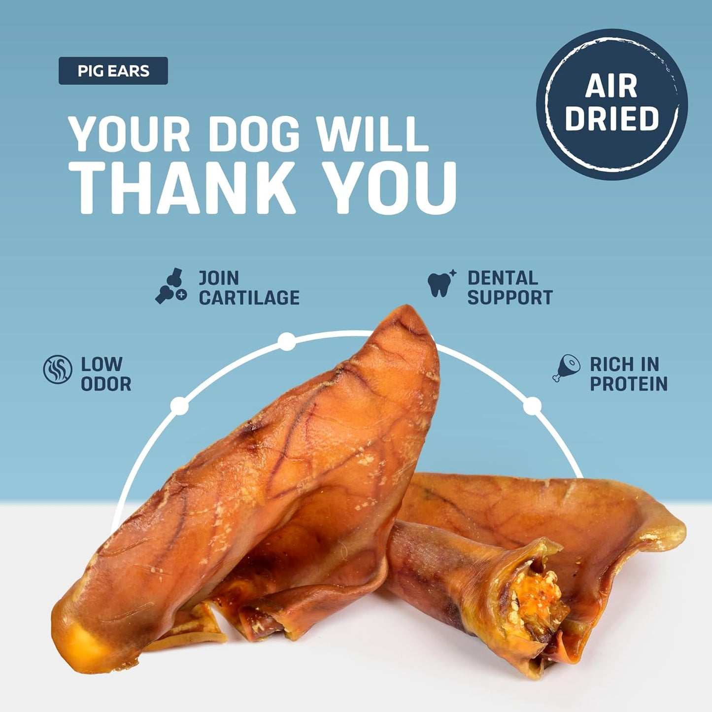 Big Lu – Whole Pig Ears for Dogs, 12 Count, All-Natural Single-Ingredient Pork Treats for Medium and Large Dogs, Easily Digestible, Long-Lasting, Supports Joint Health with Glucosamine and Chondroitin