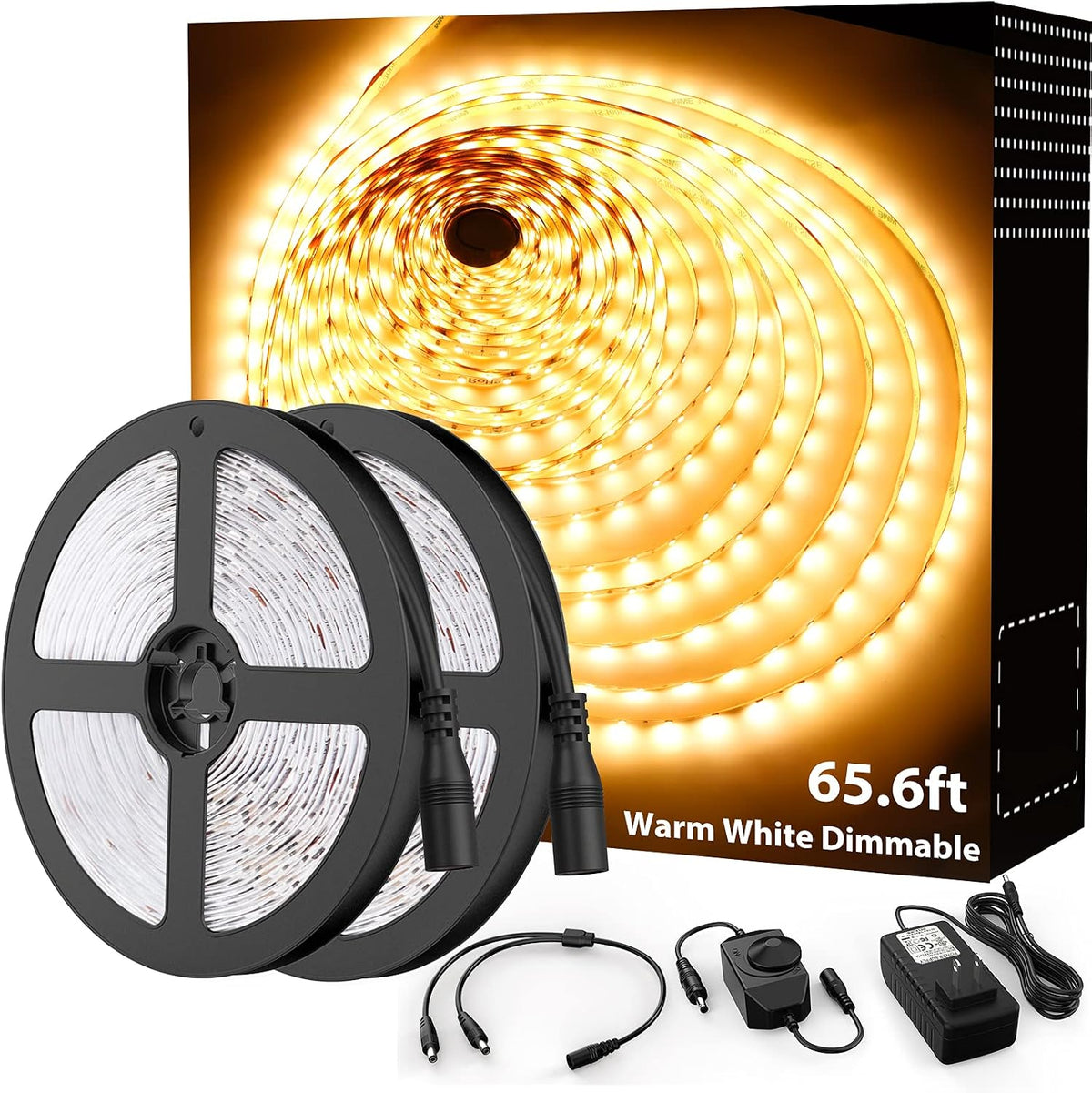 Onforu Warm LED Strip Lights, 65.6Ft Dimmable Tape Light for under Cabinet