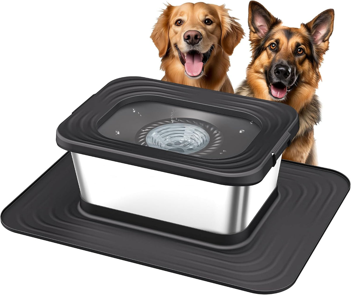 Decflow No Spill Dog Water Bowl, 10L Stainless Steel Anti-Splash Bowls
