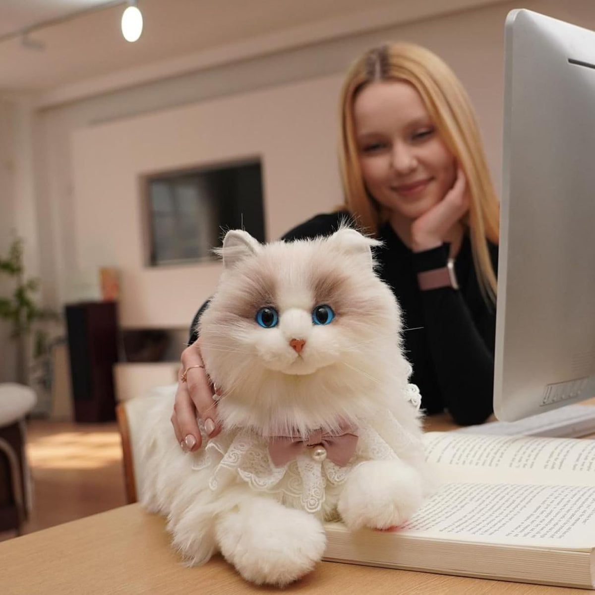 Chongker 24.8" Interactive Robot Cat Plush Stuffed Animal for the Elderly