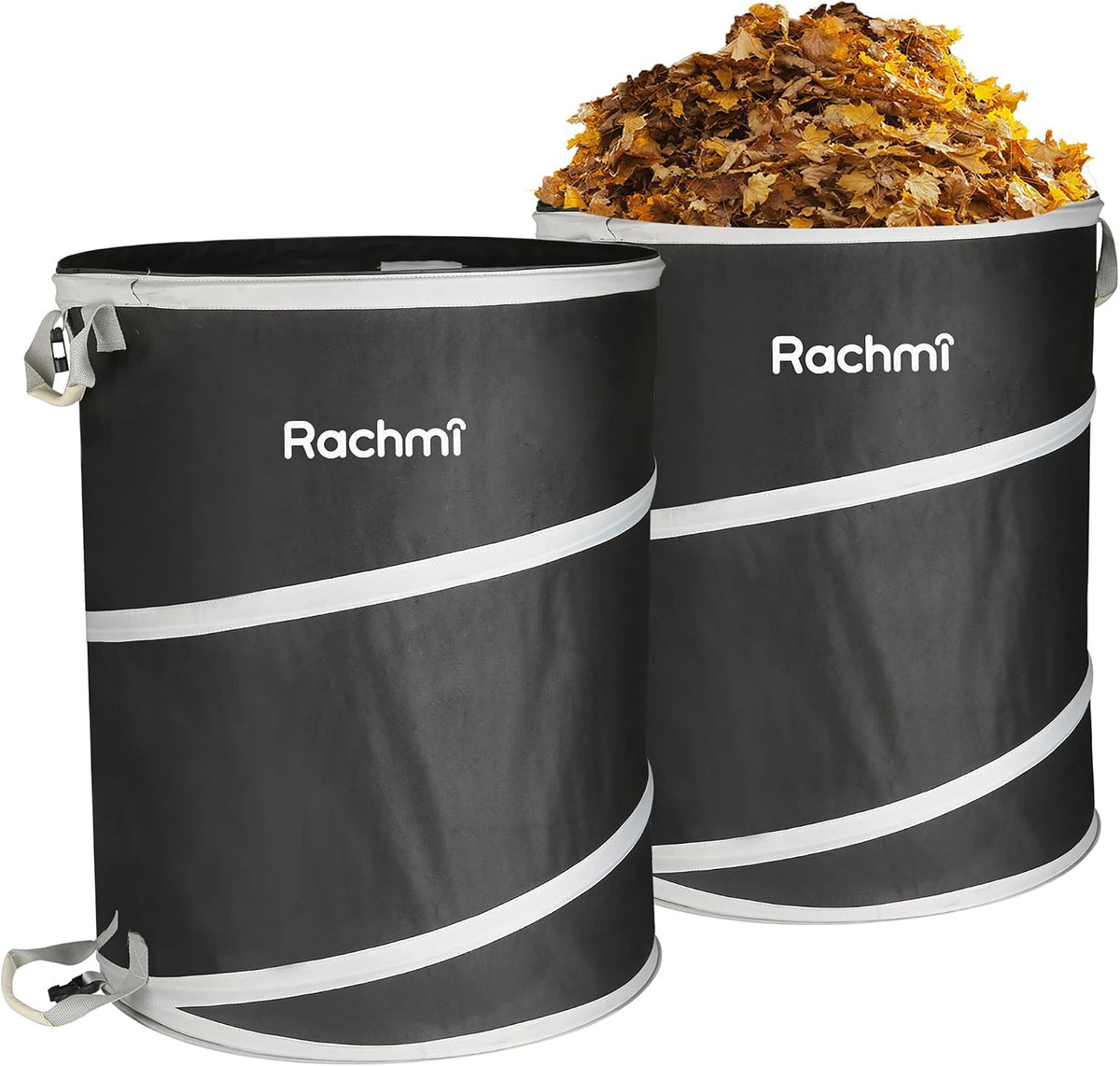 Rachmi 40 Gallon Collapsible Pop-Up Trash Can 2-Pack 22"X26.4", Black
