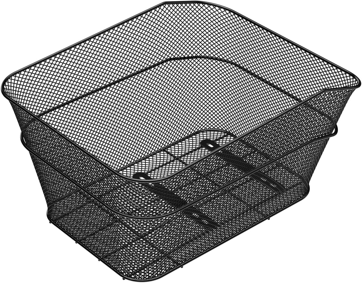 VEVOR Rear Bike Basket, Wire Mesh Bicycle Basket with Cargo Net & Waterproof Cover, Durable Metal Bike Back Basket, Fits Most Rear Bike Racks, Mounting Tools Included