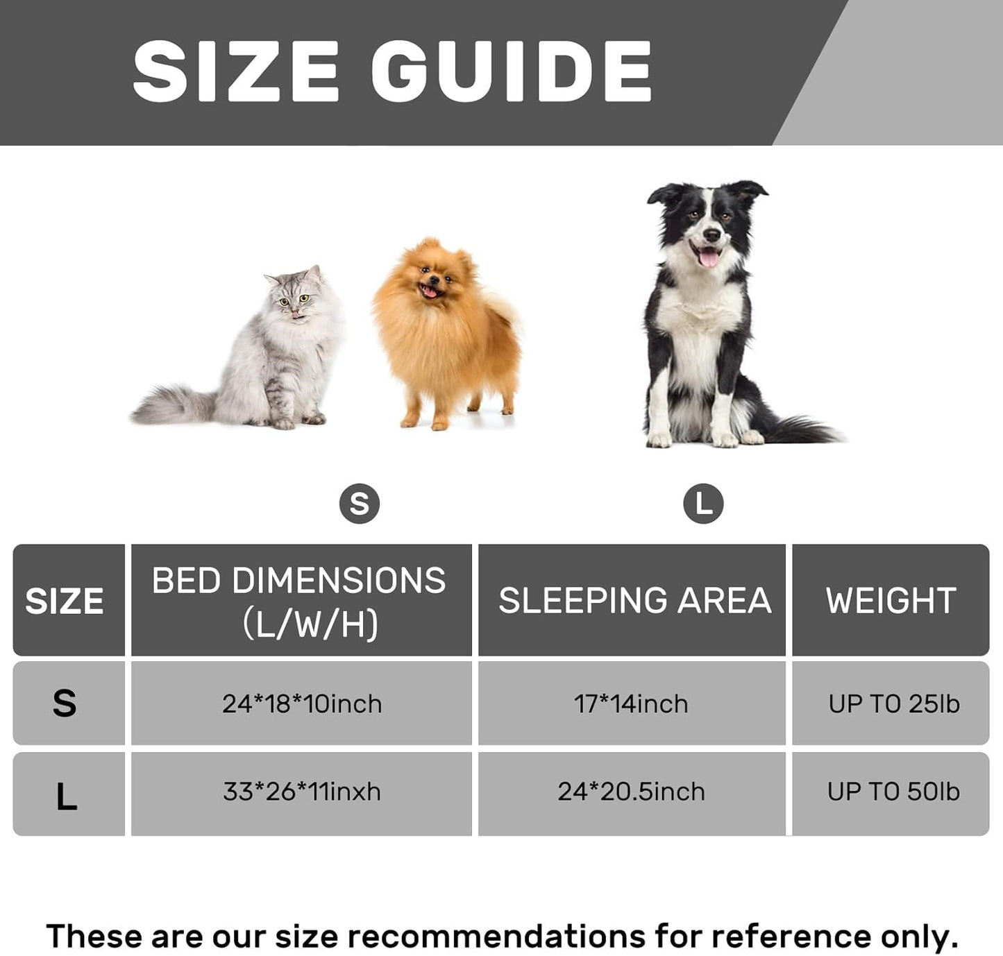 Hollypet Fluffy Dog Cat Bed Pet Couch Beds Plush Soft Warming Washable Puppy Bed for Small Medium Dogs and Large Cats, Gray, 24" L X 18" W X 10" Th