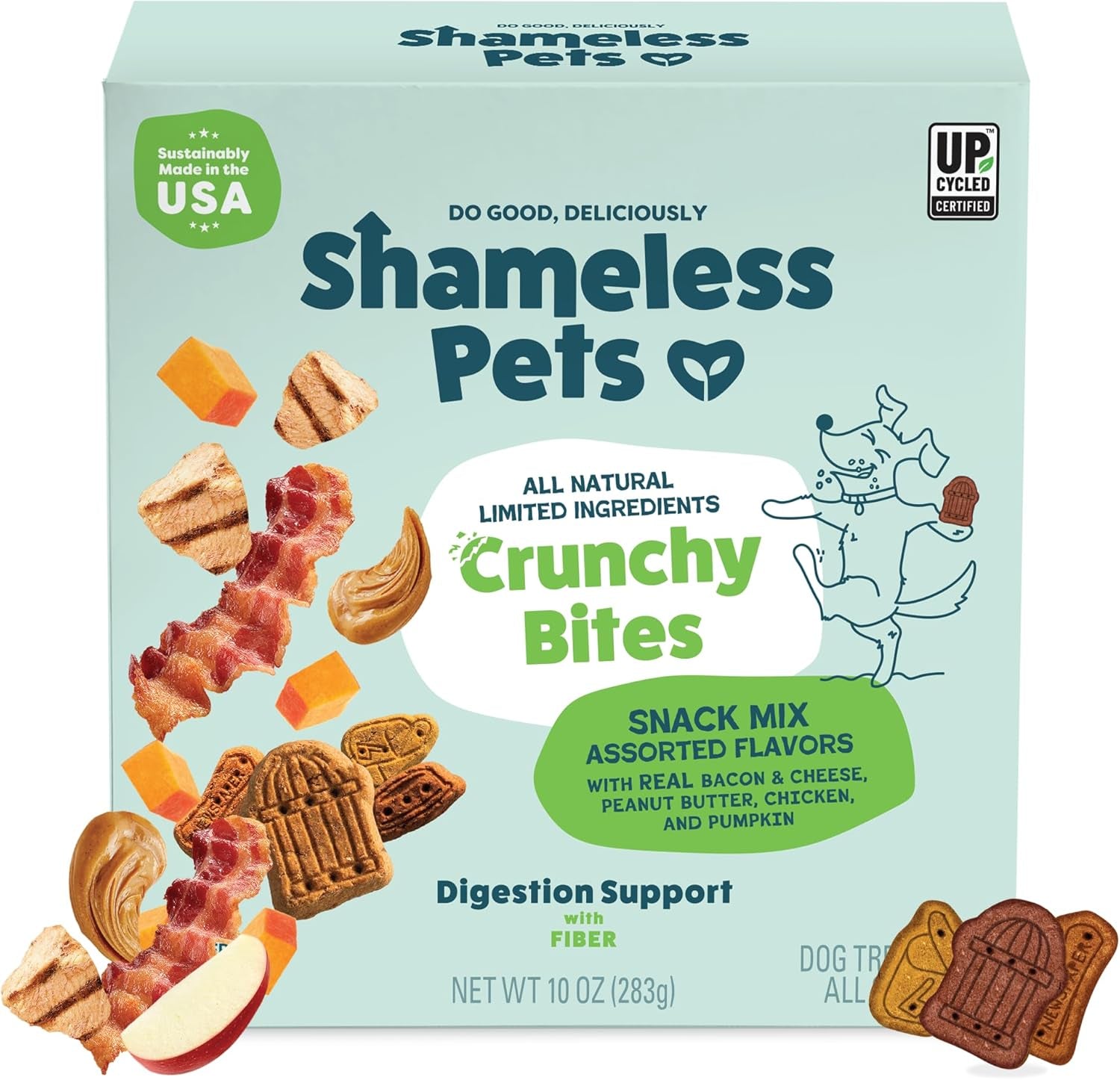 Shameless Pets Crunchy Dog Treats - Snack Mix Variety, 10Oz - Healthy Dog Biscuits & Cookies Treats for Small, Medium, and Large Dogs - Made in the USA - Free from Corn & Soy