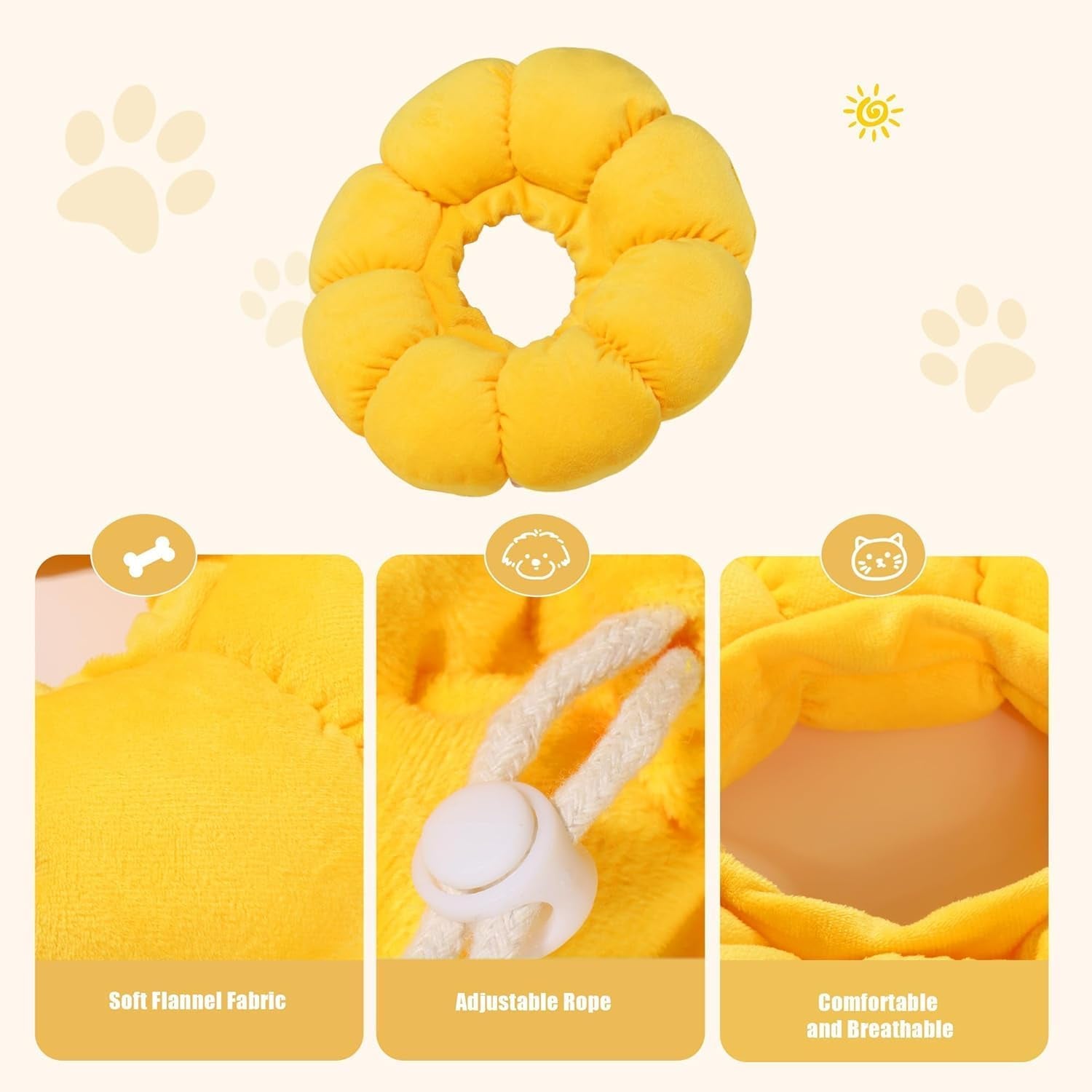 HOMBYS Soft Dog Cone for Dogs and Cats, Cute & Fluffy Flower Shape for Calming, Adjustable Dog Collar Alternative after Surgery, Protective Elizabethan Collar for Dogs Recovery & Stop Licking, S