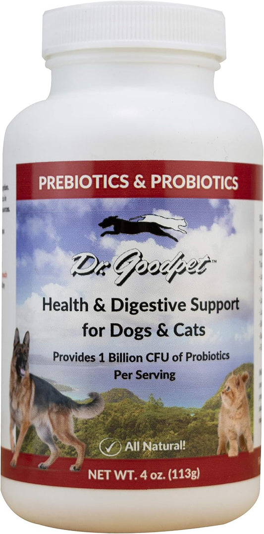 Dog Probiotics & Cat Probiotics – Probiotic Powder for Dogs & Cats – Digestive Support for Gut Health, Sensitive Stomach & Loose Stool – 1 Billion CFU Prebiotics – 4 Oz