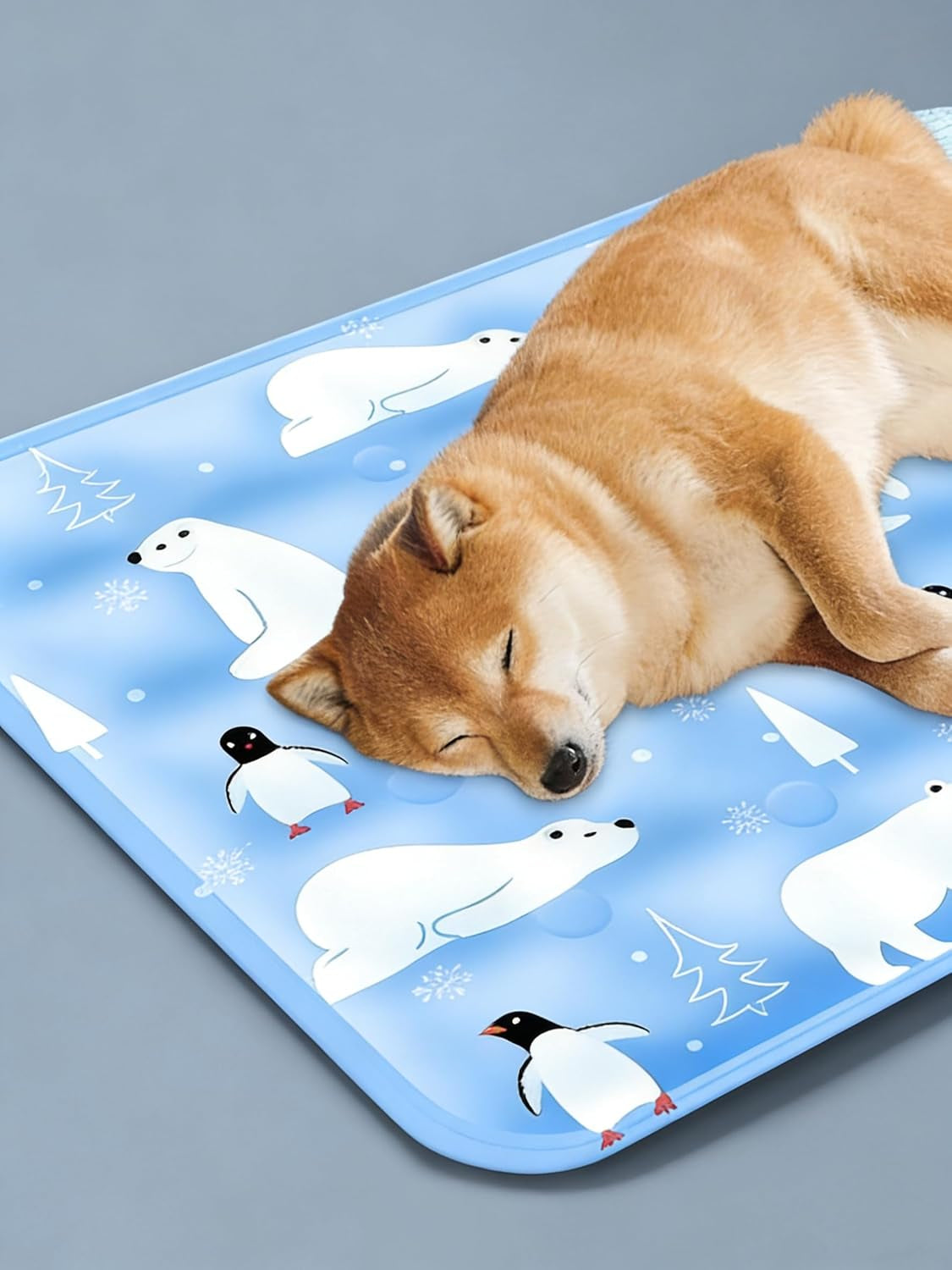Water-Fillable Pet Cooling Mat, Pressure Activated Gel Cooling Pad for Dogs & Cats, Durable & Scratch Resistant, Perfect for Hot Weather to Prevent Overheating (88, Blue Bear, Medium)