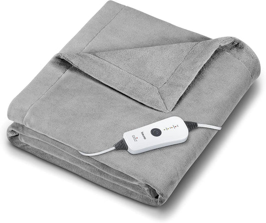 Beurer Heated Electric Blanket, Cozy-Soft Fleece Throw, Auto Shut-Off, 50X60 in (Adult Size), Portable Heating Blanket for Bed, Desk & Office with Control, Perfect for Home & Travel, HD71