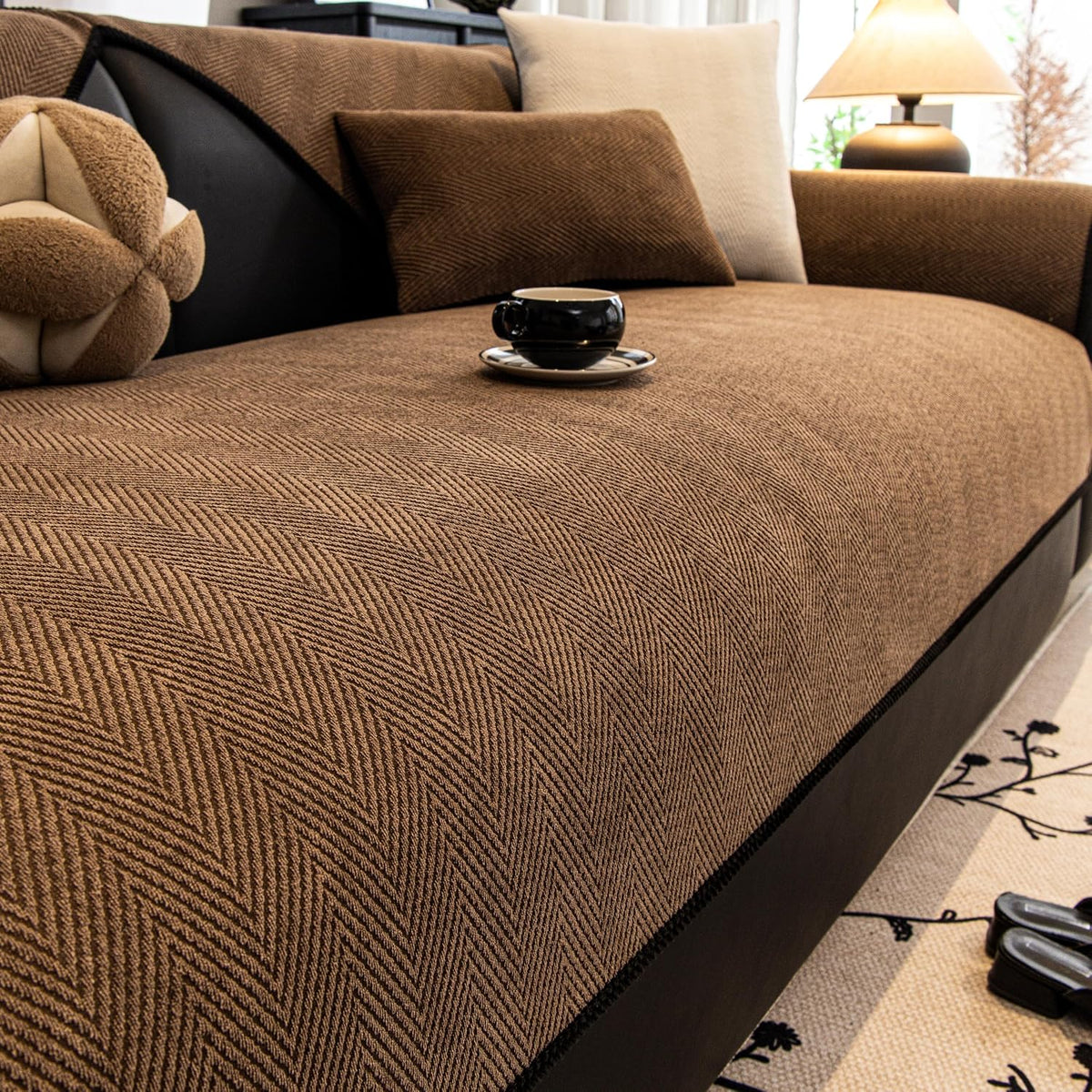 Waterproof Chenille Couch Cover, Non-Slip Sofa Cover for 3 Cushion