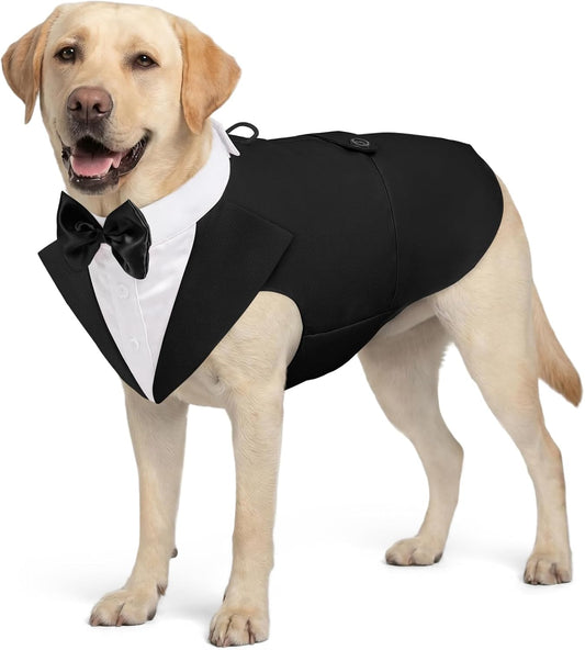 Dog Tuxedo for Large Dogs, Formal Dog Suit and Bandana Set, XXL