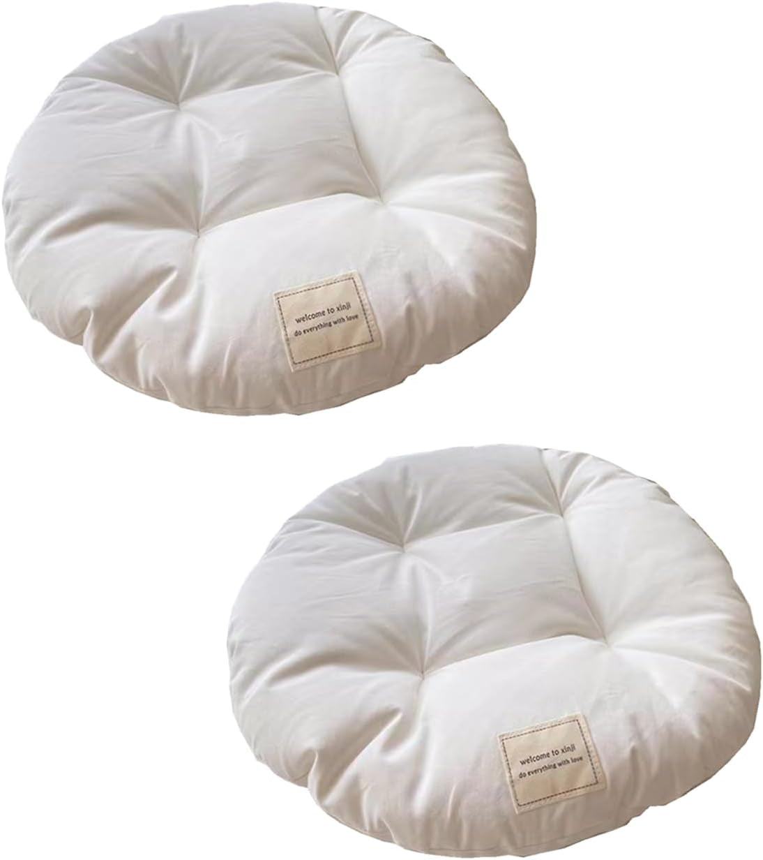 SHENGOCASE 2-Pack 16" round Soft Cat Kneading Pillow Cushion Bed for Dog House Perch, Cushion Pad Padding (White)