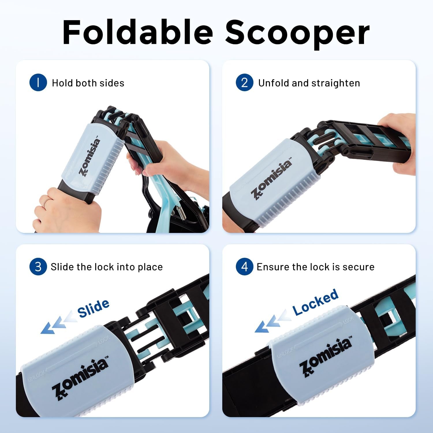 ZOMISIA 32" Pooper Scooper with Waste Bags - Poop Scooper for Large Dogs with Long Handle High Strength Material and Durable Spring for Yard, 30 Count Poop Bags