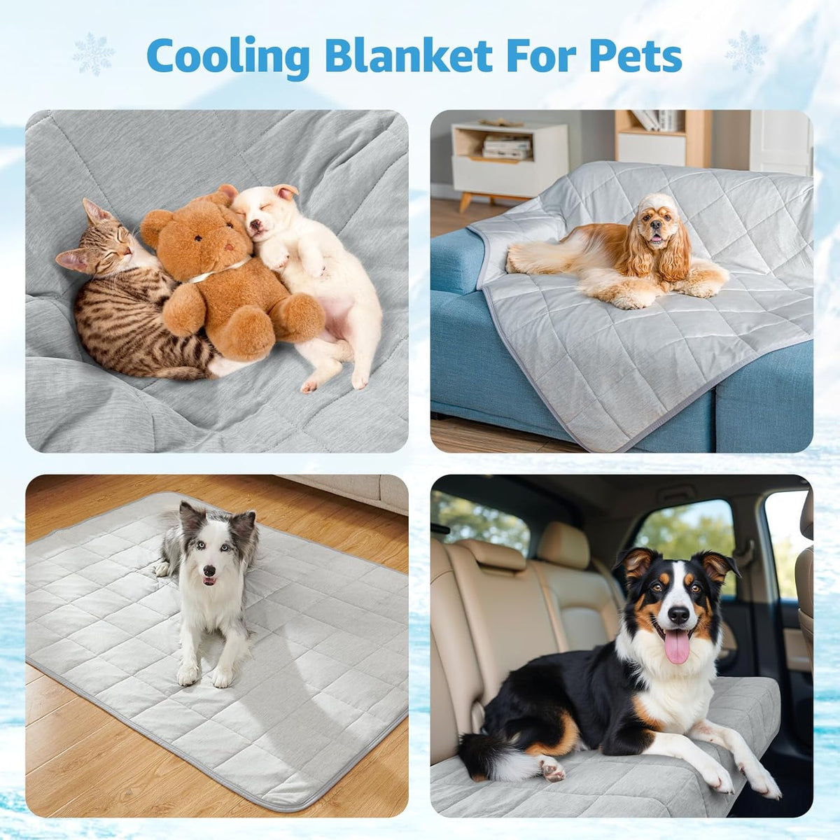 Dog Cooling Blanket, 0.4 Q-MAX Cooling Blanket for Large Dogs Washable, Cool to Touch Dog Blankets for Bed Cover, Soft Lightweight Cooling Dog Blanket Help Your Pet Sleep Well in Summer (43"×55"/Grey)