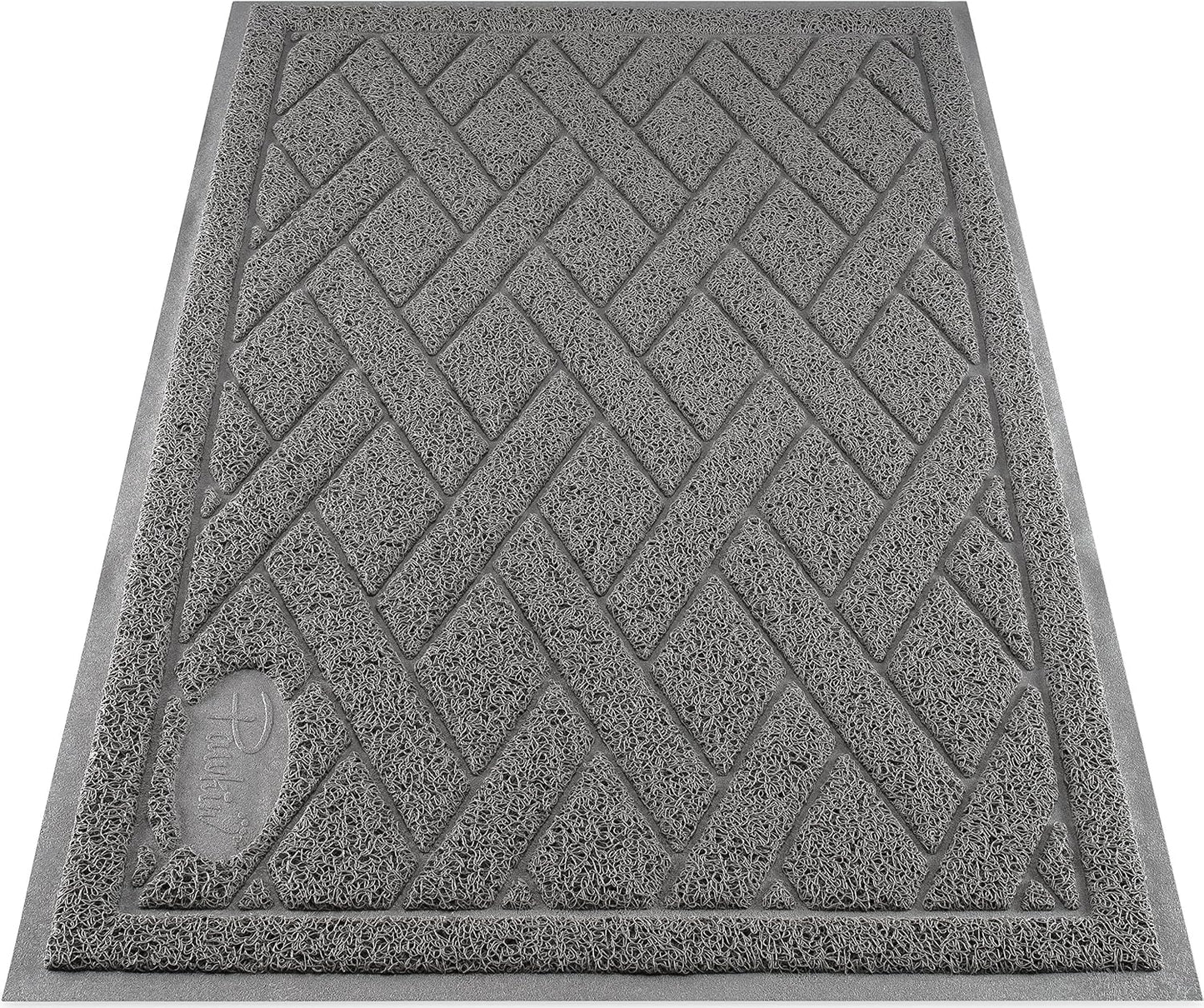 Pawkin Cat Litter Mat, Patented Design with Litter Lock Mesh, Extra Large, Durable, Easy to Clean, Soft, Fits under Litter Box, Litter Free Floors, Gray