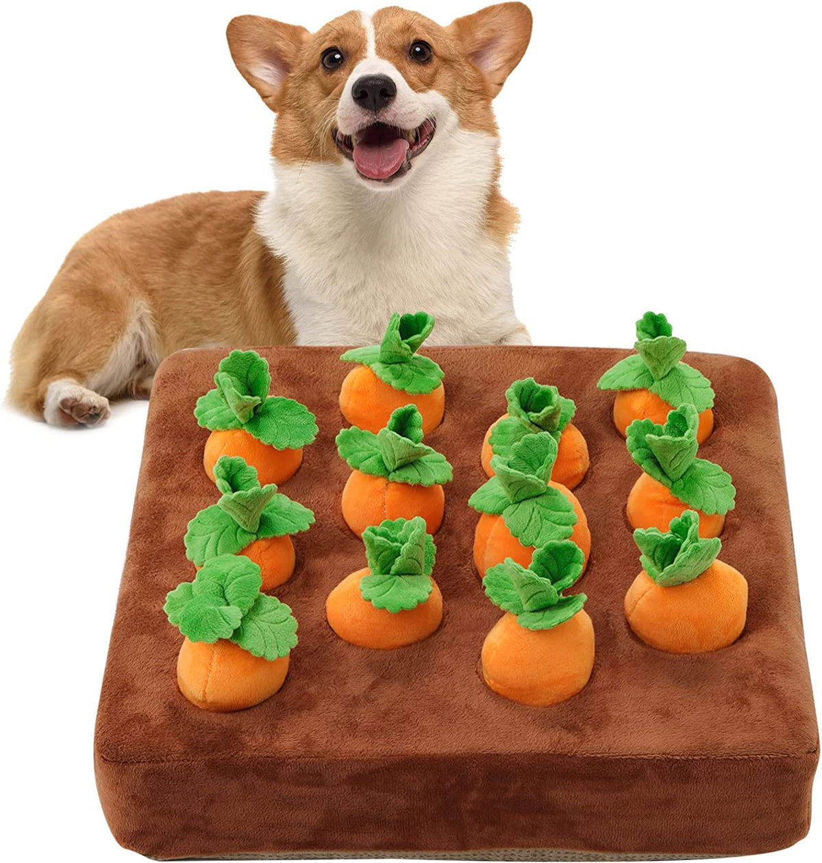 Snuffle Mat & Carrot Puzzle Toy for Dogs, Enrichment Toys with 12 Carrots