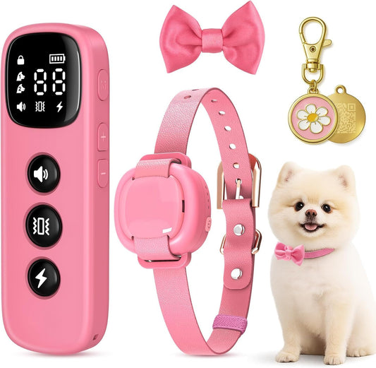 2-In-1 Pet ID Tag & Shock Collar for Small Dogs - 4200FT Dog Training Collar with Remote for 5-30Lbs Dogs, IPX8 Waterproof Rechargeable E-Collar with Beep(1-9), Vibration(1-3), Safe Shock(0-16)