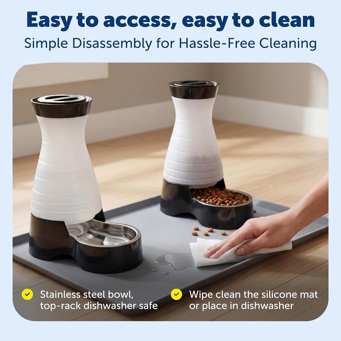 Petsafe Healthy Pet Food and Water Station with Waterproof Silicone Mat - Automatic Gravity Food and Water Dispenser for Cats and Dogs - Bpa-Free Reservoir - Removable Stainless Steel Bowl - Medium