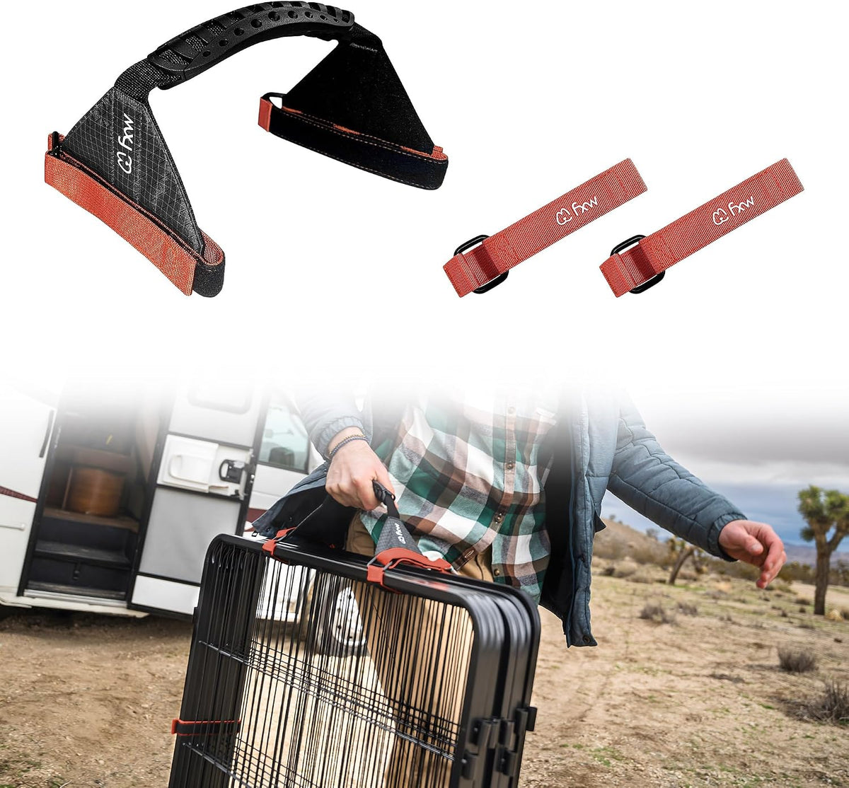 FXW Easy Carry Straps for Dog Playpen, Designed for RV Trips, Orange