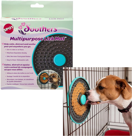 SPOT Soothers Multipurpose Dog Lick Mat - 6In Slow Feeder & Crate Enrichment Toy for Small & Medium Dogs and Puppies, Food-Grade Rubber, Dishwasher Safe, Anxiety & Boredom Relief
