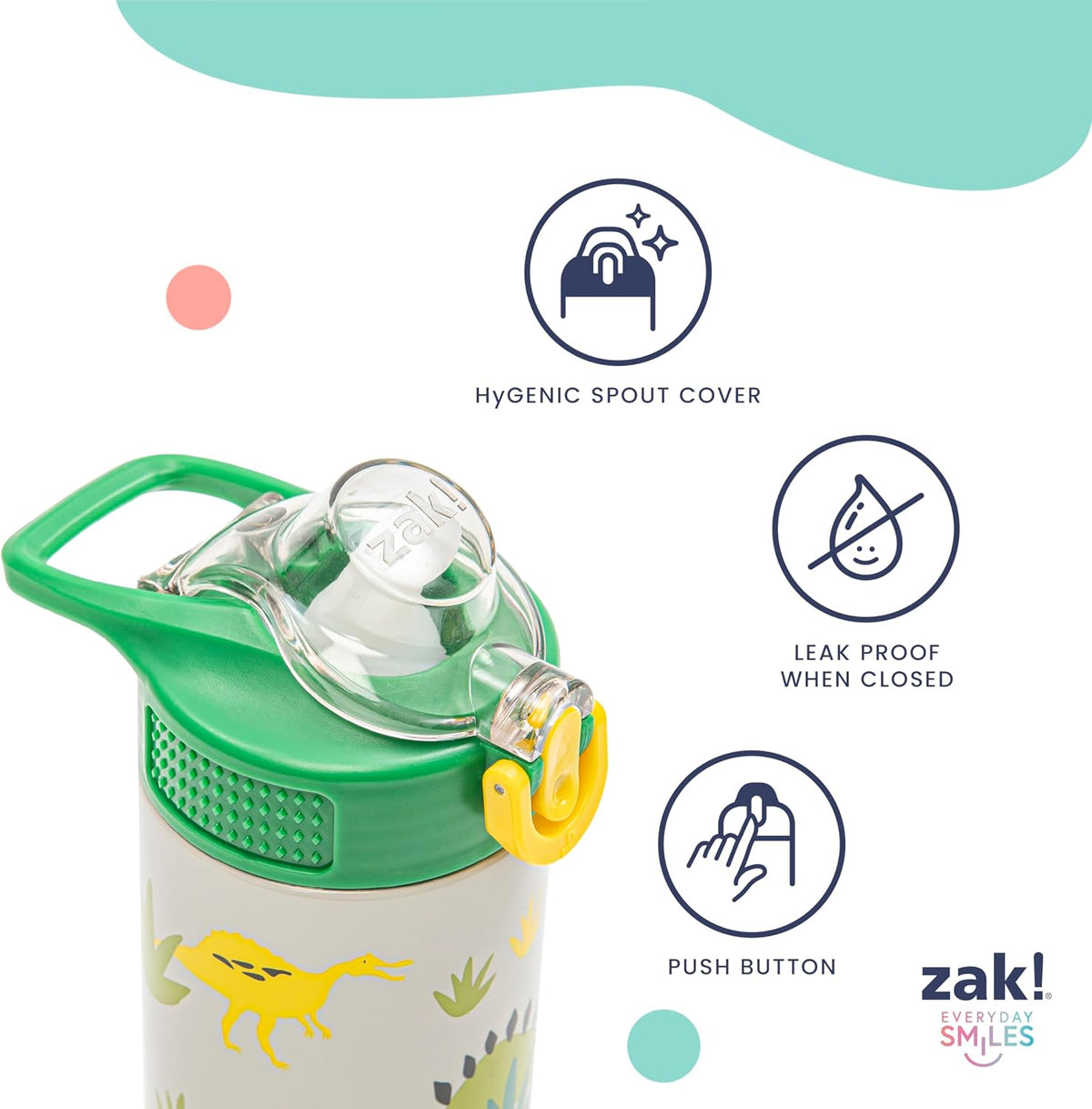 Zak Designs Kpop Demon Hunters Sage 19Oz Leak-Proof Straw Kids Water Bottle