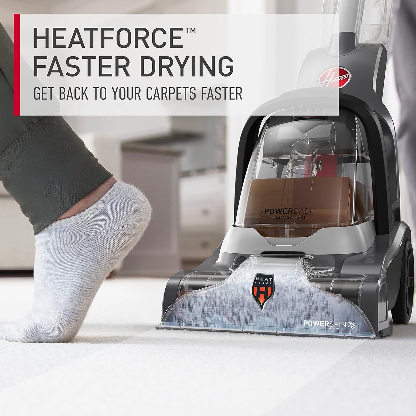 Hoover Powerdash Pet Advanced Compact Carpet Cleaner Machine with above Floor Cleaning, Lightweight Carpet Shampooer Machine, Pair with a Hoover Carpet Cleaner Solution for a Bright, Refreshed Home