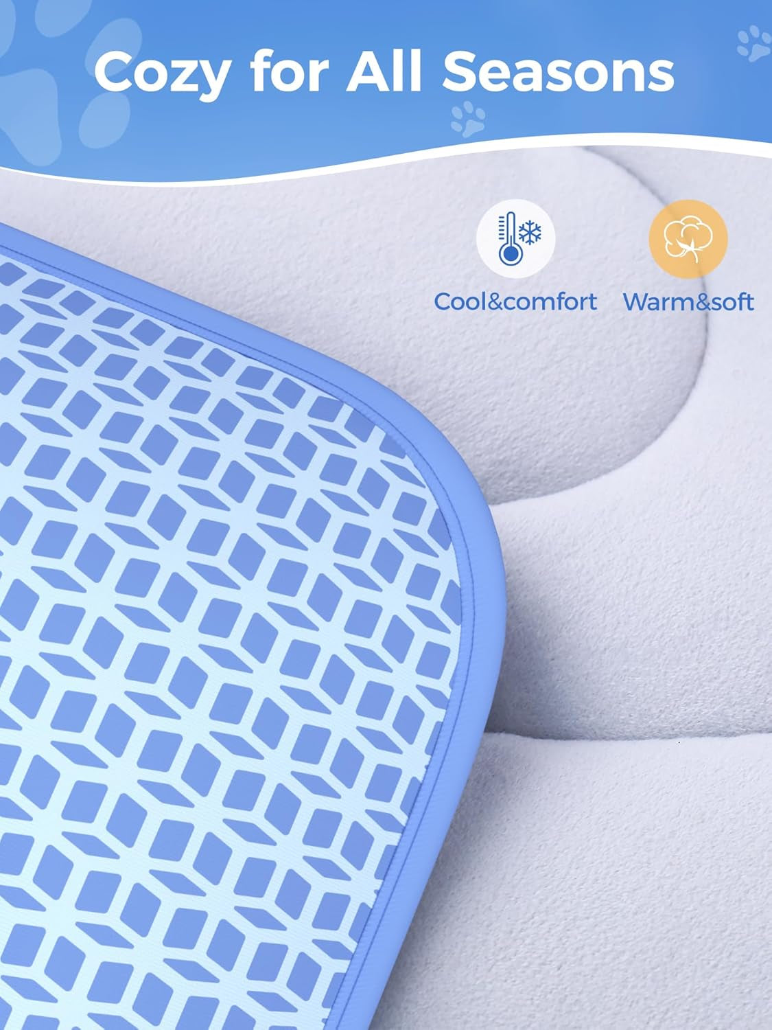 Dog Cooling Mat 44X32In, 5CM Thick Pad Color-Changing&Grs Recycled Material