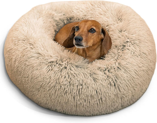 Best Friends by Sheri Original Calming Donut Dog Bed, Taupe, Small, 23"