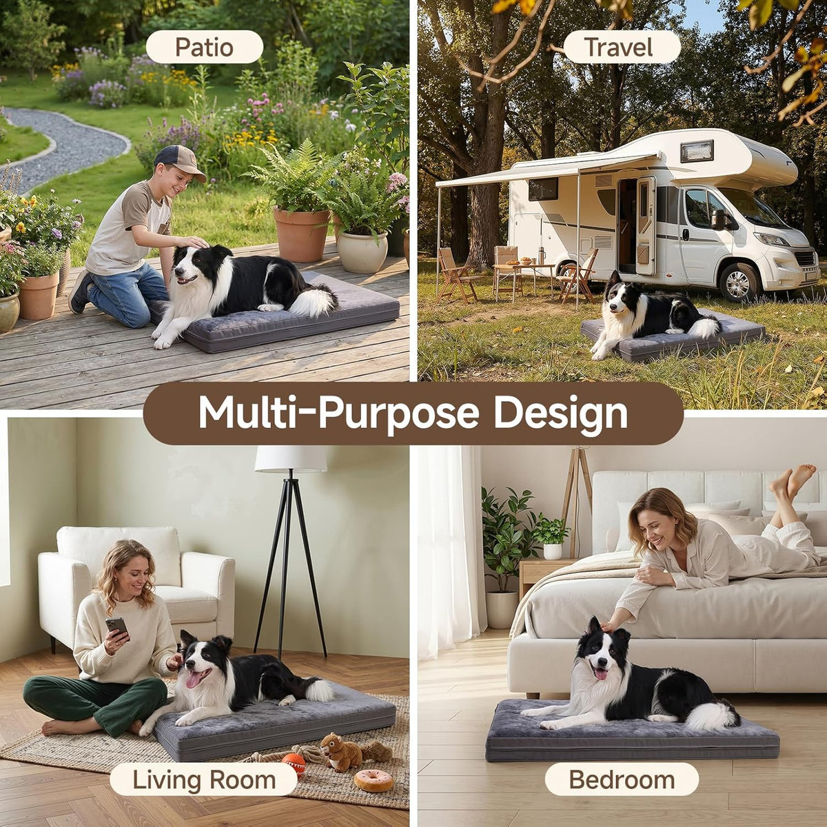 Waterproof Dog Crate Bed Pad, Washable Reversible Outdoor Wipeable Dog Bed