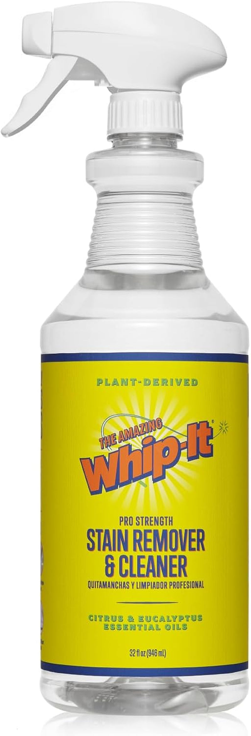 Whip It Cleaner, Multi Purpose Stain Remover Professional Strength Spray, Plant Based Enzyme Cleaner, Cleaning Food, Coffee, Wine, Baby Stains, Pet Stains, over 500 Uses, Made in USA, 32 OZ