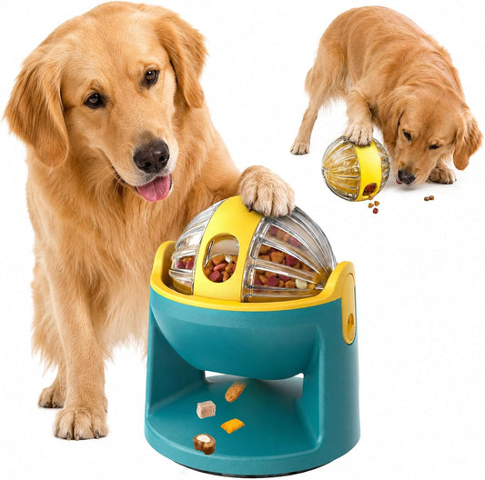 2-In-1 Dog Puzzle Toy, Treat Dispenser & Slow Feeder (Yellow)