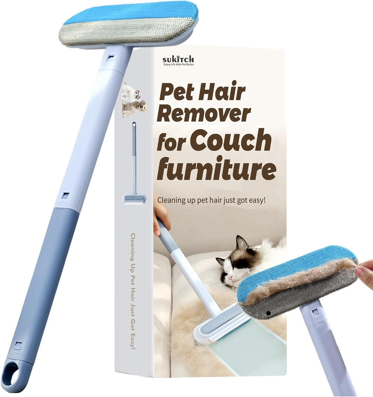 Dog & Cat Hair Remover for Couch, Reusable Lint Brush for Furniture