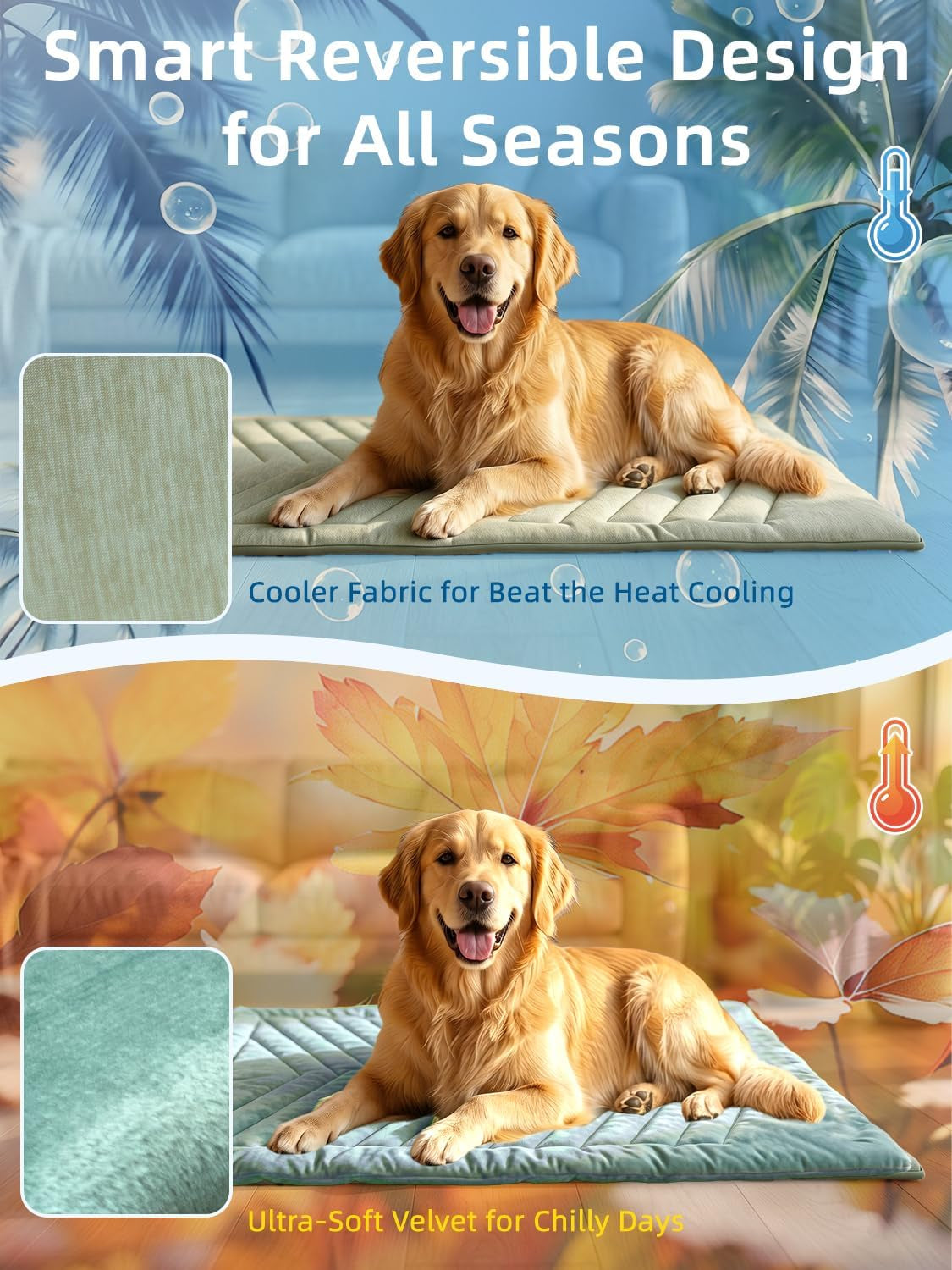 Cooling Mat for Dogs, Q-MAX>0.4 Size A(35"X22") Ice Green