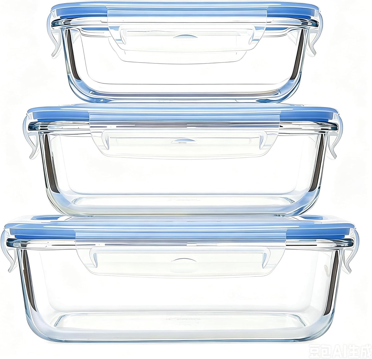 3 Pack Glass Food Storage Containers with Airtight Lids, Glass Meal Prep Containers for Lunch Office Meal Prep, Microwave, Freezer, Oven and Dishwasher Safe, BPA Free