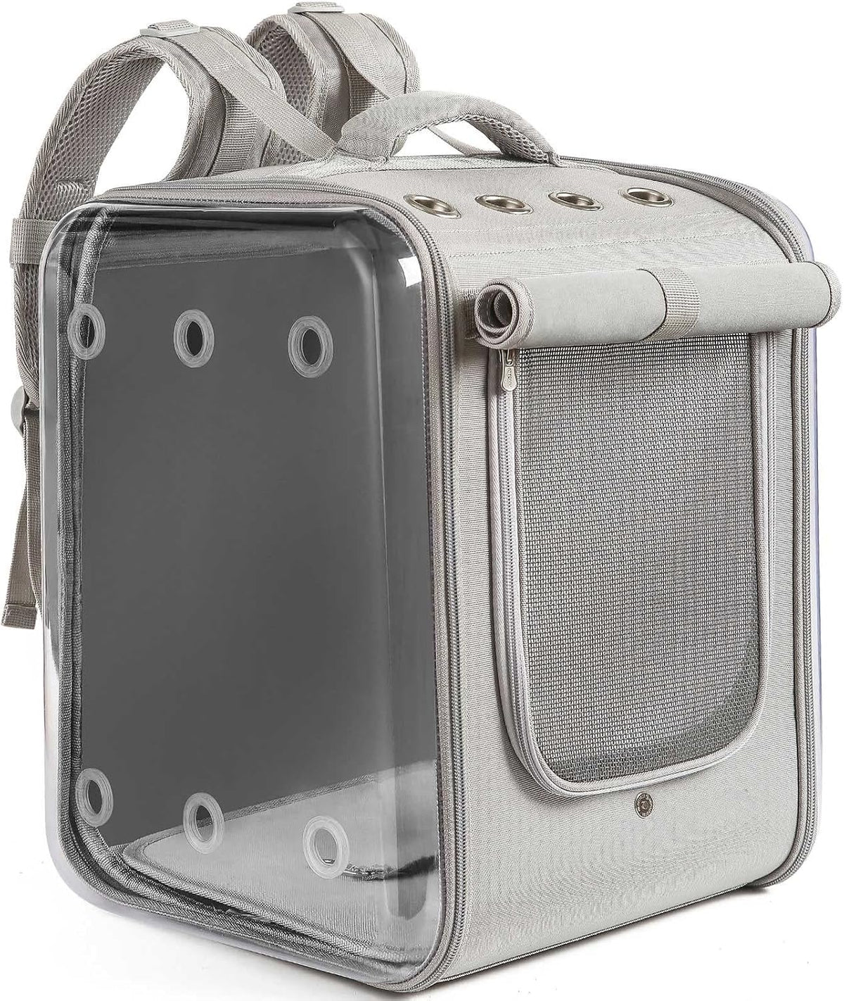 Cat Backpack Carrier Large Pet Backpack Carrier, 17Lbs Load-Bearing Ventilated Design Dog Backpack Carrier for Small Dogs, Sturdy Cat Bubble Backpack for Travel, Hiking & Outdoor Use, Grey