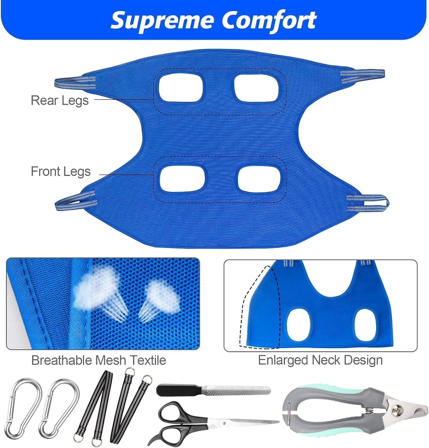 ATESON Pet Grooming Hammock with Nail Clippers/Nail Trimmers/Grooming Scissors, Dog Grooming Harness for Nail Trimming, Pet Grooming Sling Helper