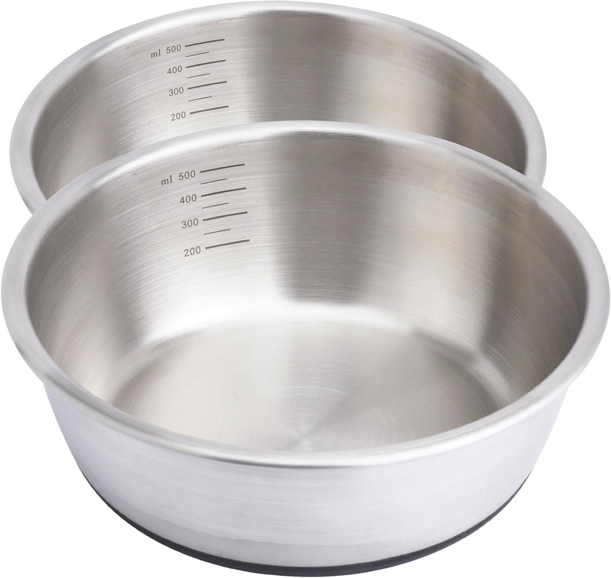 Heavy-Duty 304 Stainless Steel Cat/Dog Bowl with Scale Marks,Silicone Base