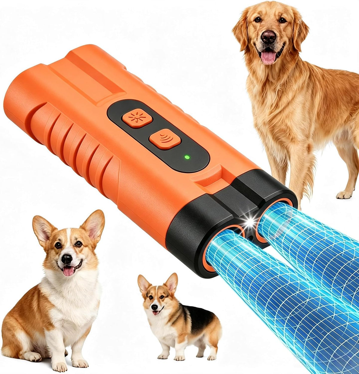 Mini Dog Bark Deterrent Device Rechargeable,Anti Bark Tool for Dogs,2X Ultrasonic Emitter,50Ft Safe Correction Tools to Control Dog'S Bark 25Khz,Trainer Barking Silencer Indoor/Outdoor with LED Lights