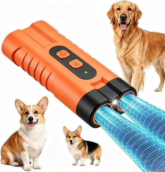Mini Dog Bark Deterrent Device Rechargeable,Anti Bark Tool for Dogs,2X Ultrasonic Emitter,50Ft Safe Correction Tools to Control Dog'S Bark 25Khz,Trainer Barking Silencer Indoor/Outdoor with LED Lights