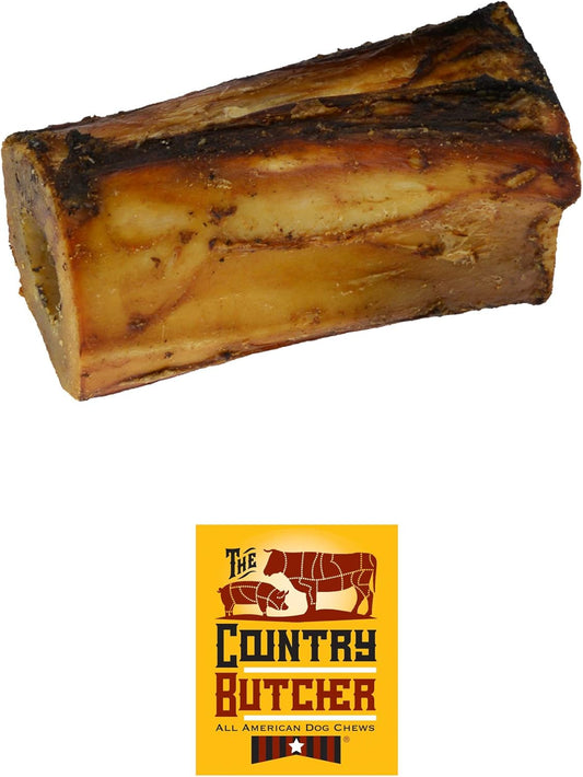 THE COUNTRY BUTCHER 4" Beef Marrow Dog Bones for Aggressive Chewers, Large and Medium Breed Dog Treat, Natural, Tough, Chew Toy, Made in the USA, 3 Count