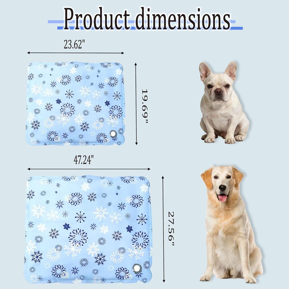 XCL Dog Cooling Mat Thicken Cooling Pad for Dog, Summer Dog Mat Foldable Washable, Endothermic& Waterproof, (QMAX>0.5), Breathable Ice Gel Sleep Mat for Dogs and Cats (28'' X 48''(Large), Ice Blue)