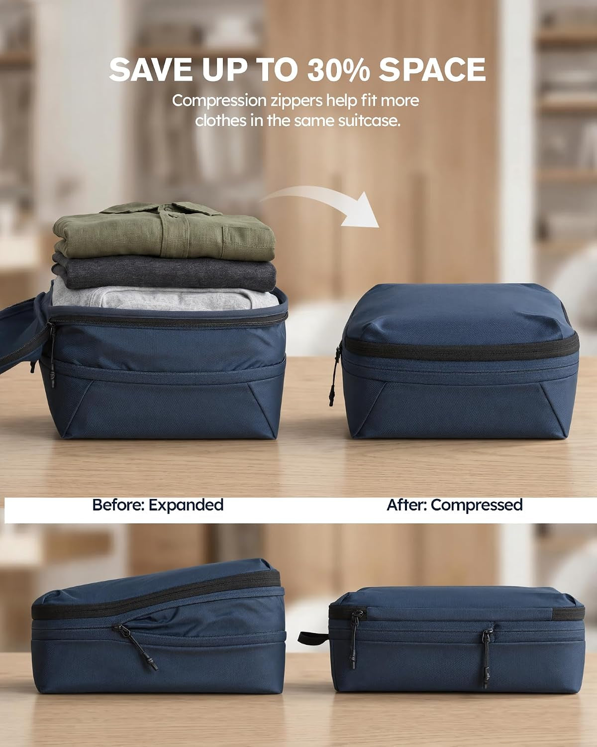 Tolaccea Travel Packing Cubes Set Compression Organizers for 20" Luggage