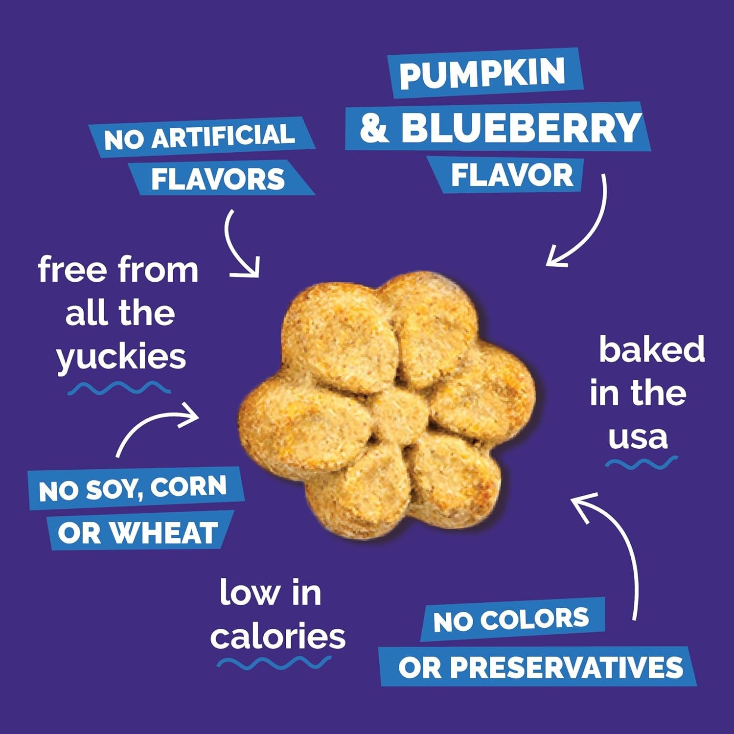 Fruitables Baked Dog Treats, Healthy Pumpkin Treat for Dogs, Low Calorie & Delicious, No Wheat, Corn or Soy, Made in the USA, Pumpkin and Blueberry Flavor, 12Oz