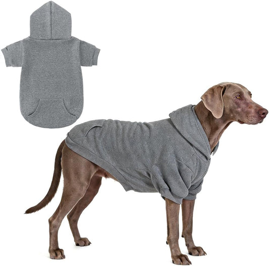 Dog Hoodie for Large Medium Small Dogs, Soft and Warm Pet Sweater with Leash Hole and Pocket Boy Girl, Puppy Fall Winter Jacket Clothes, French Pitbull Cold Weather Coat Sweatshirt, Grey XL