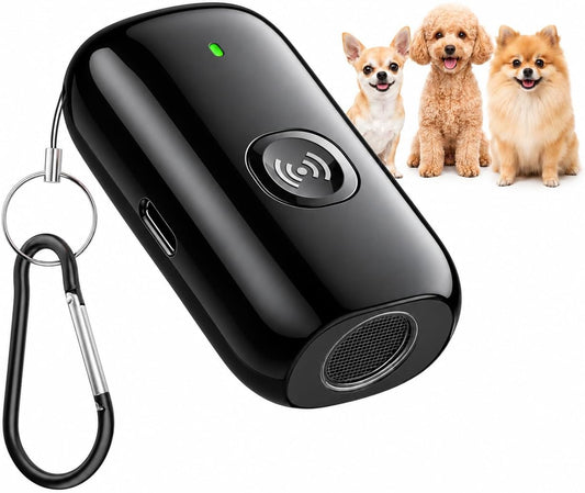Ultrasonic Dog Bark Deterrent for Small Dogs, 25Khz Handheld Training Device with One-Button Manual Control, up to 50 Ft Range, Indoor & Outdoor Use（Black）