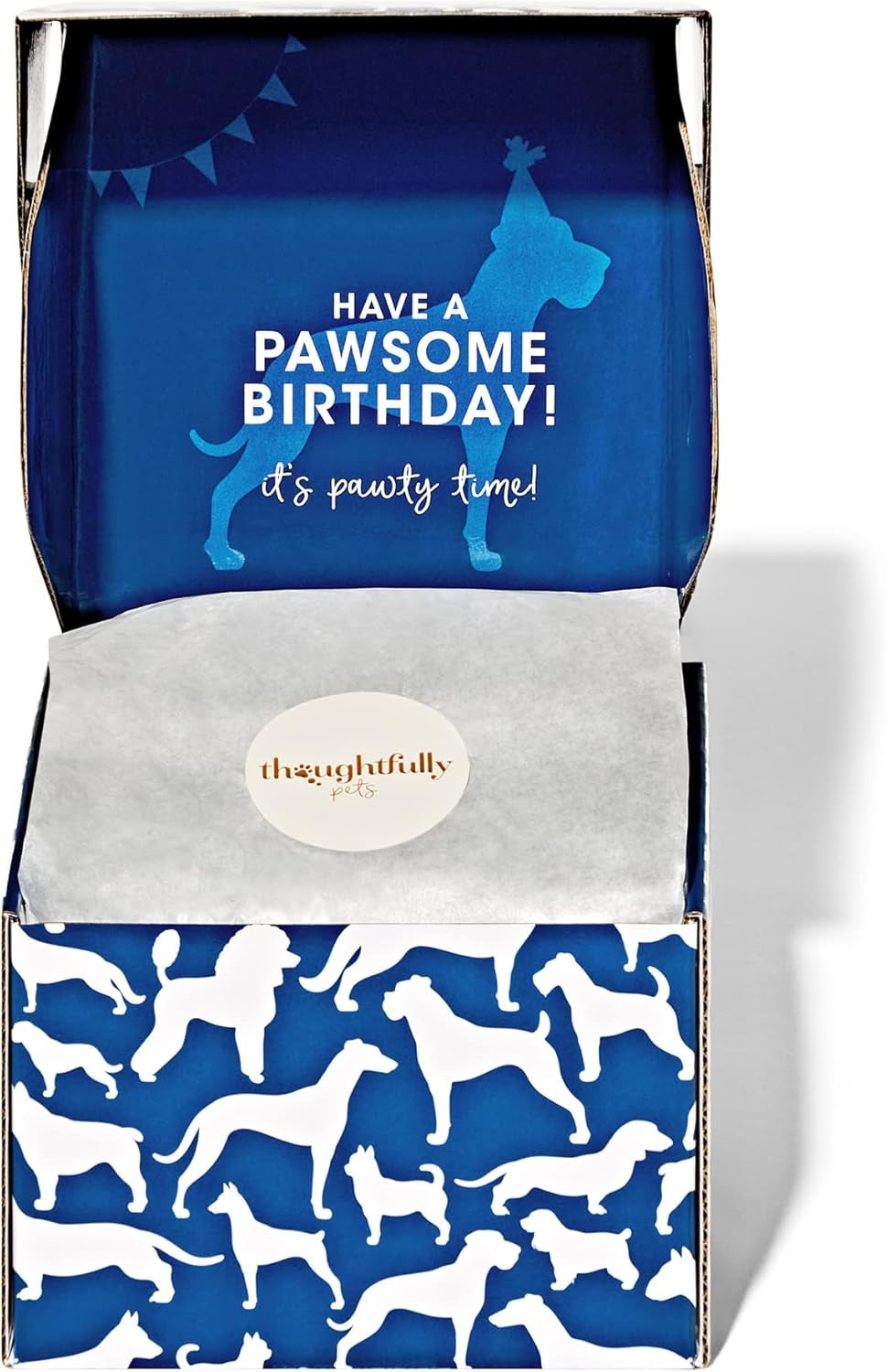 Thoughtfully Pets, Blue Dog Happy Birthday Mini Cookie Cake, Blue, Peanut Butter Flavored, Hand Decorated Hollow Biscuit Cake for All Dog Breeds