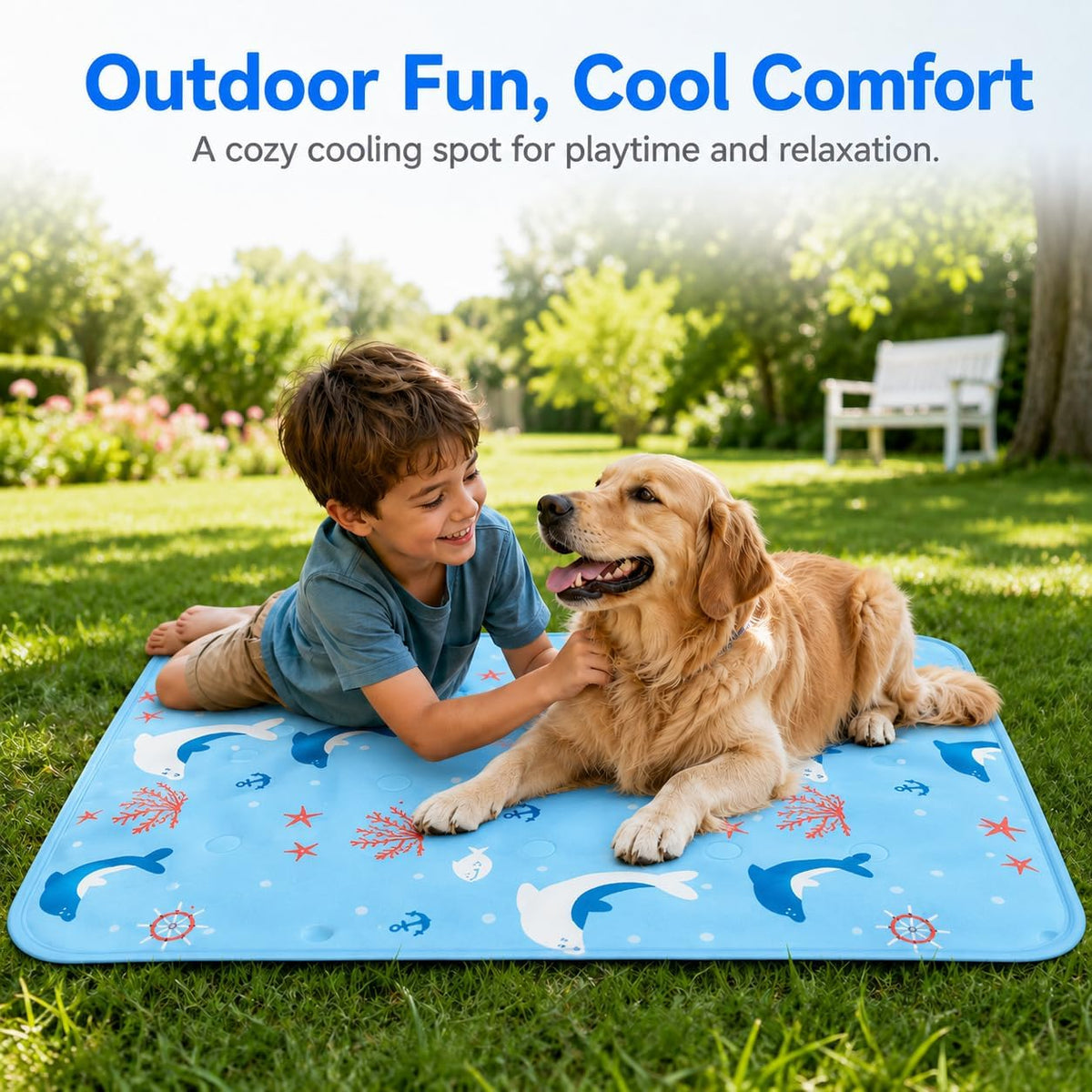 Dog Cooling Mat Gel for Indoor & Outdoor, Waterproof Non-Toxic Cooling Pad