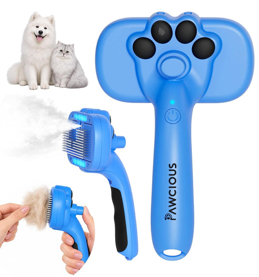 Cat Brush for Shedding 3-In-1 with Water Mist, Self-Cleaning Grooming Tool with One-Press Hair Release, Skin Friendly Deshedding Brush for Short or Long Haired Dogs & Cats