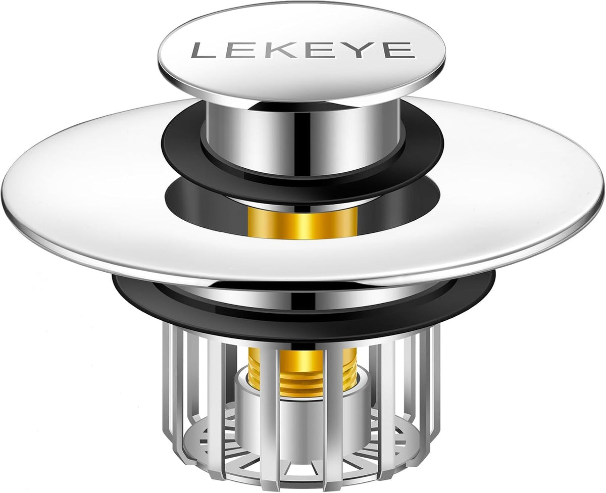 LEKEYE Tub Stopper | Shower Drain Hair Catcher | Pop-Up Drain Stopper with Strainer | Bathroom Bathtub Plug | Drain Protector for 1-1/2 to 1-3/4" Bath Drain Hole